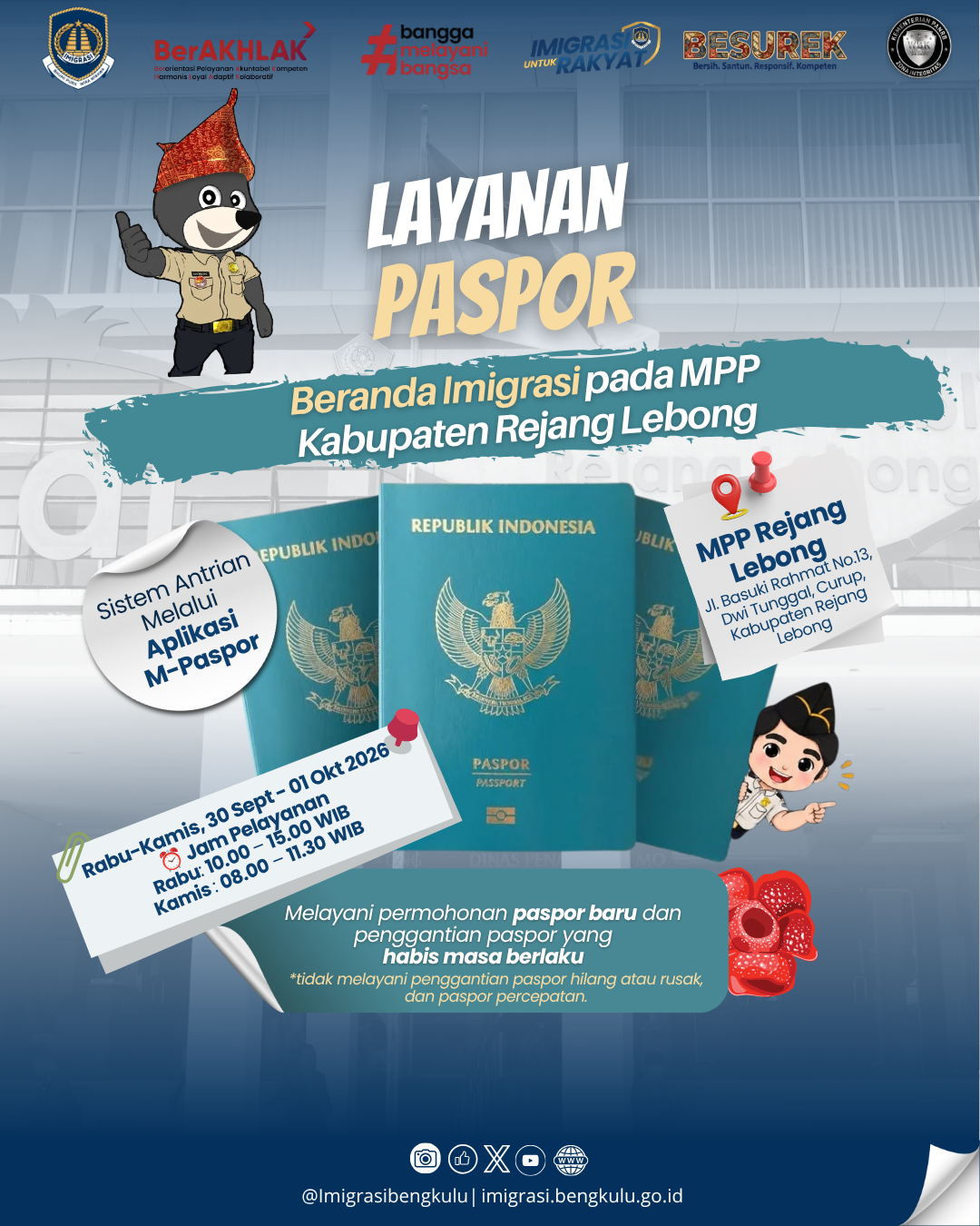 Dekatkan Layanan Paspor ke Masyarakat, Imigrasi Bengkulu Hadirkan “Beranda Imigrasi” di MPP Rejang Lebong